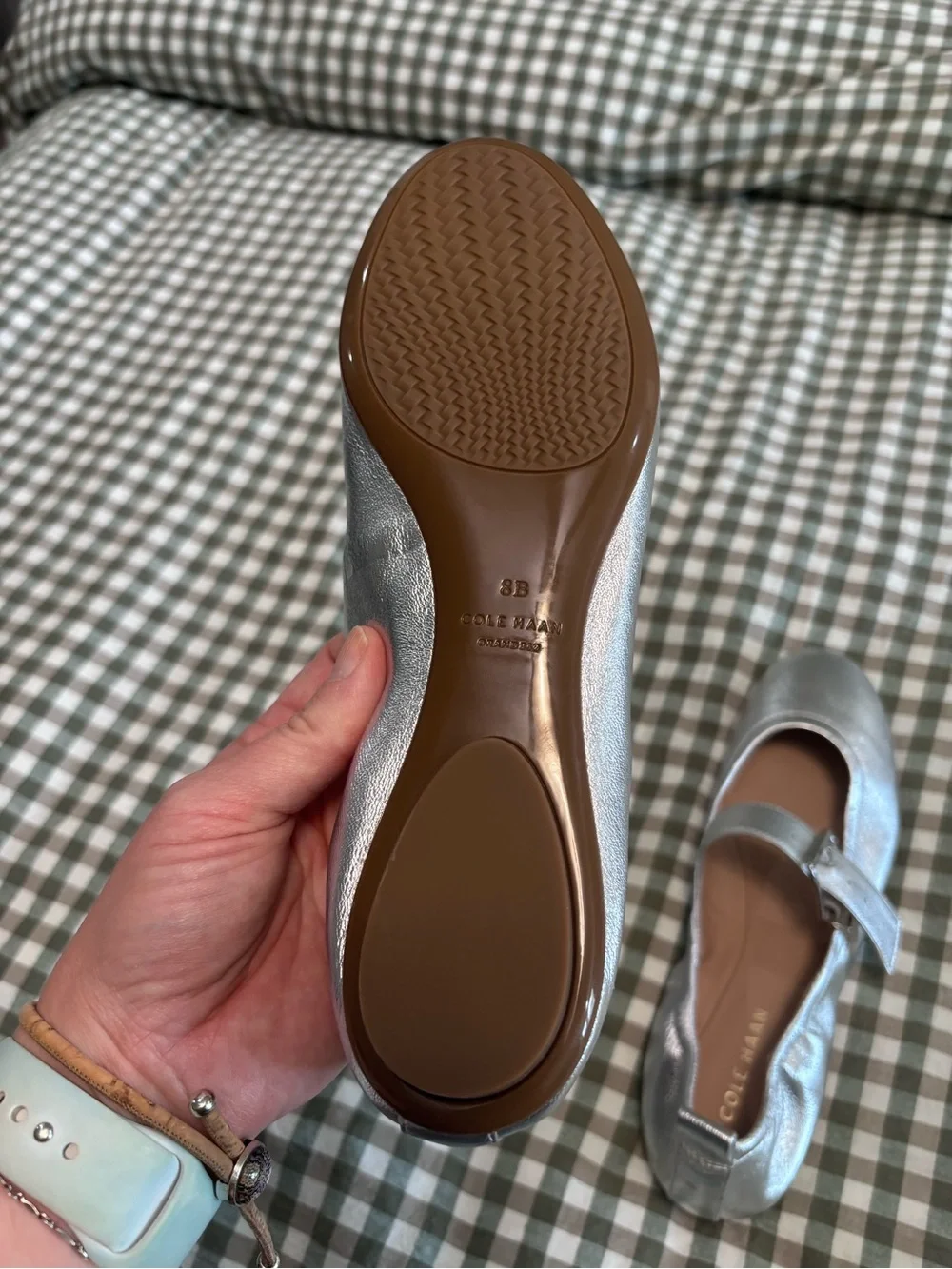 Silver Mary Jane Flats